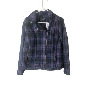NWT SIZE 1X Torrid Plaid Bomber Jacket in Black and Purple